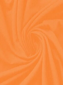 SHEIN LUNE 女性純色圓領休閒寬鬆春夏連衣裙 - 橘色 - 查看 5