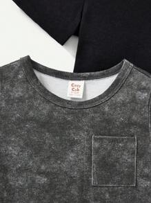 Cozy Pixies 男寶寶圓領短袖t恤套裝,字母印花,2入組 - 彩色 - 查看 4