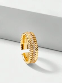 MOTF PREMIUM Anillo De Circonia Cúbica Microincrustado Chapado En Oro - Amarillo Oro - Ver 4