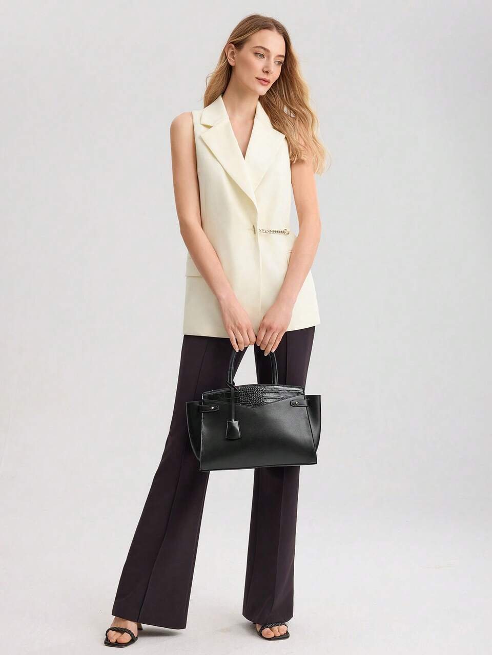 WOMEN'S CONTRAST CROCODILE EMBOSSED COMMUTE TOP HANDLE BAG, EYE-CATCHING WORK BAGS FOR WOMEN, ELEGANT, LUXURY BAG