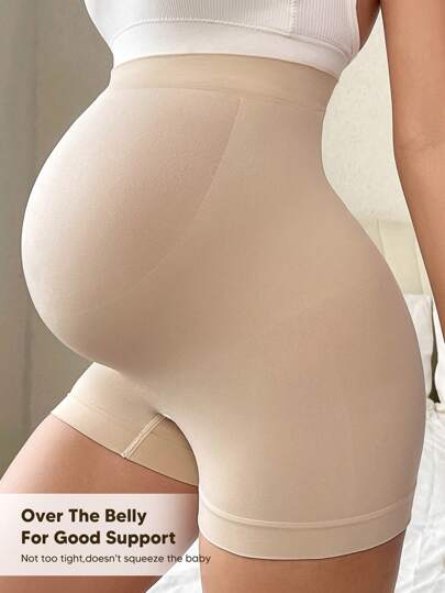 Women's High Waisted Maternity Belly Support Shorts With Expandable Belly Panel