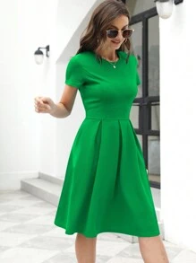 Women Vintage Swing Cocktail Party Dress - Green - View 3