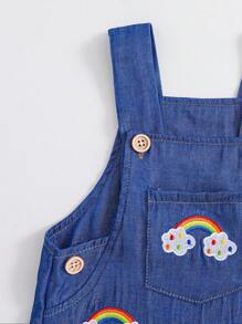 Đứa bé gái Mùa xuân/Mùa hè Đúng mốt Giải trí Sọc Cầu vồng Mẫu Áo thun Và Thêu cầu vồng Dây treo Bộ váy - Nhiều màu - Xem 7