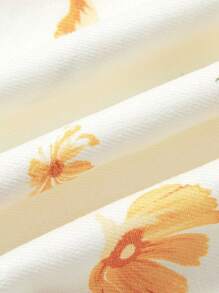 Cozy Pixies Baby Girl Floral Pattern Square Collar Puff Sleeve Top - White - View 5