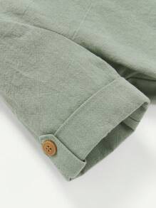 Cozy Pixies Baby Boy Soft Solid Color Casual Short Sleeve Shirt 2pcs/Set