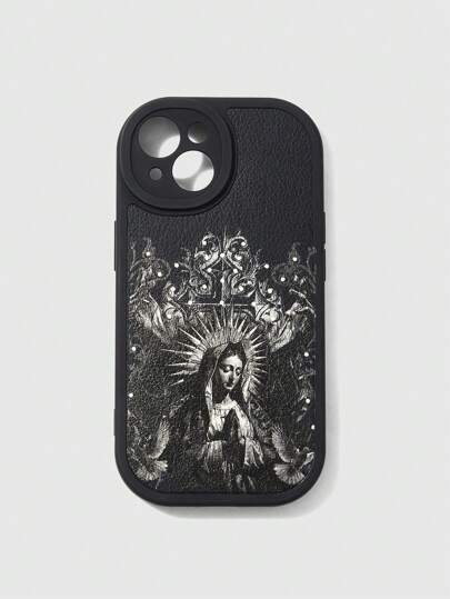 Goth Portrait Printed Black Pu Leather Phone Case Compatible With IPhone