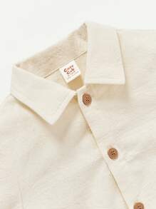 Cozy Pixies Baby Boy Soft Solid Color Casual Short Sleeve Shirt 2pcs/Set