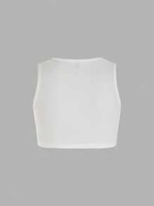 SHEIN Top court plissé de couleur unie pour femmes grandes tailles, pour l'été. Hauts graphiques pour femmes