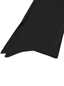 SHEIN LUNE Plus Embroidered Mesh Panel Flare Sleeve Tee - Black - View 3