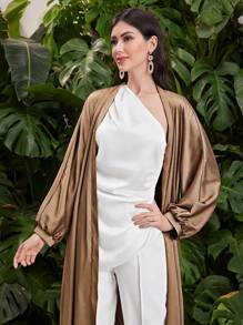 Al Najma Quý cô Chất rắn Tay áo dài Áo len Mở Và Không tay Áo Với Bất đối xứng Đường viền cổ áo , 2 cái/bộ - Nhiều màu - Xem 2