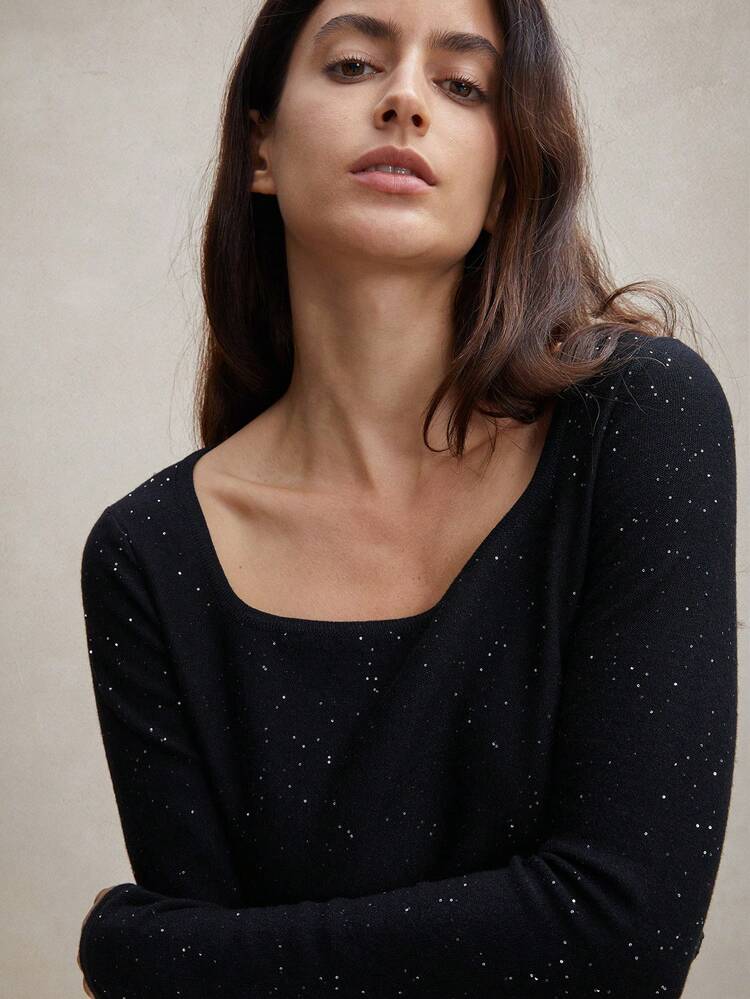 Solid Knitted Crop Top Tight Fit Long Sleeve T-Shirt Show Thin Physique