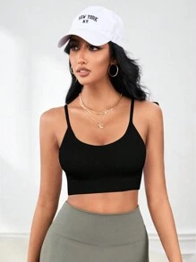 SHEIN Sports Đơn giản Thể thao Chất rắn Dây đeo vai - màu đen - Xem 6