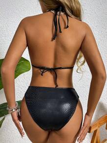 SHEIN Swim Women Two-Piece Black Sexy Bikini Set Fashionable Holiday Bikini Set Mommy And Me Matching Outfits (2 Sets Are Sold Separately) Summer Beach - Multicolor - View 2