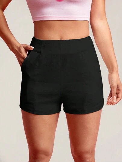 SHEIN PETITE 女性夏季純色修身短褲