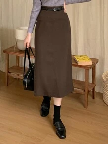 DAZY Váy đơn giản hàng ngày dành cho nữ - màu nâu - Xem 3