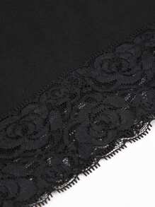 SHEIN Essnce Mùa hè Ngắn Ren Chặt Thời trang Áo thun - màu đen - Xem 3