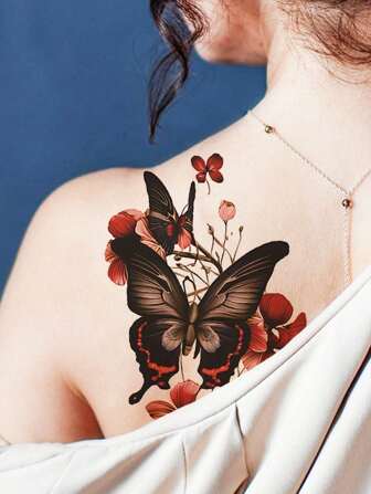 2 st. Fjäril & Blomma Vattentät Tillfällig tatuering
 Klistermärken