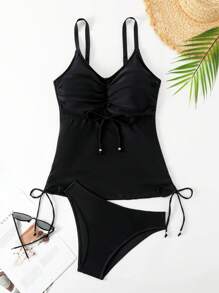 SHEIN Swim 2pcs/Set Women's Solid Color Swimwear Summer