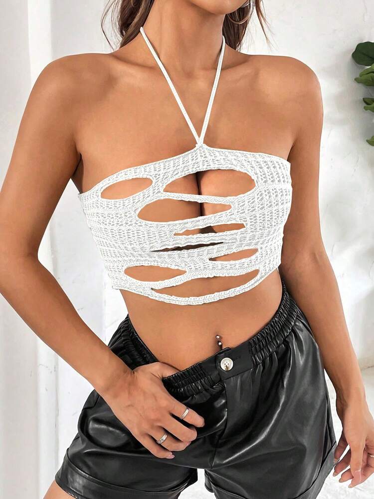 Sexy And Fashionable Hollow Out Knit Top For Music Festival Or Holiday Outfits