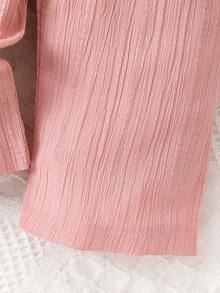 Ensemble haut tissé pour bébé fille avec bretelles à volants et pantalon - Rose bonbon - Voir 6