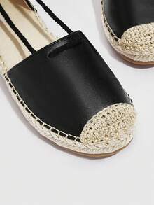Styleloop Women Tie Leg Design Espadrille Strappy Flats, Vacation Flats For Summer - Black - View 4