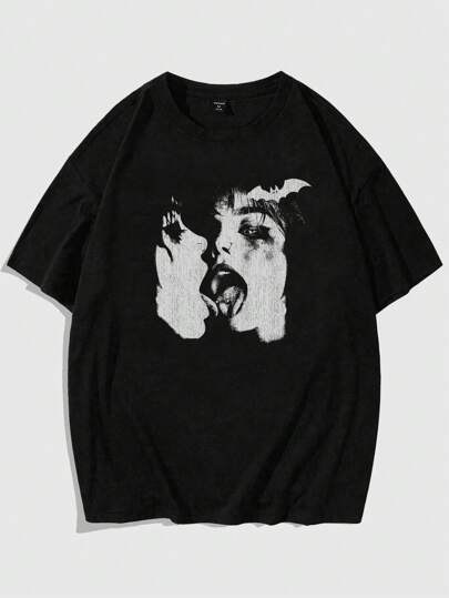 Street Life Men's Summer Casual Figure Graphic Short Sleeve T-Shirt, School, 2000s Style