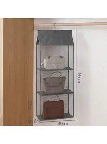 1入掛式多格手提包收納袋，多層收納袋，防塵掛式收納袋，適用於襪子、胸罩、家庭雜物，家庭節省空間的組織者，適用於臥室、壁櫥、衣櫥、家居、宿舍、臥室配件的學校組織者袋、教師收納袋 - 灰色 - 查看 4