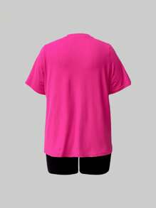 Maweii Plus Size Women's Butterfly Print Round Neck Short Sleeve Casual T-Shirt And Shorts Set For Summer - Multicolor - View 2