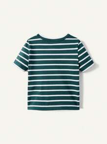 Cozy Pixies Ensemble de pyjama pour bébé garçon avec haut à col rond et manches courtes ajusté à rayures et pantalon, ensemble assorti de 4 pièces - Vert - Voir 2