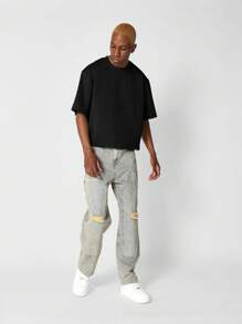 SUMWON Crop Fit Premium Heavyweight Essential Tee - Black - View 5