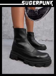 Sugerpunk Zipper Front Classic Boots - Black - View 8