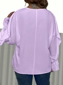 Calvaya Blusa Morada Con Cuello En V De Talla Grande Para Mujer