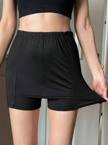 DAZY Shorts de seguridad elásticos de cintura negros contra rozaduras para mujeres, ideales para superposición