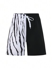 Tween Boy Holiday Summer Màu đen và trắng Quần bơi có dây rút - Nhiều màu - Xem 1