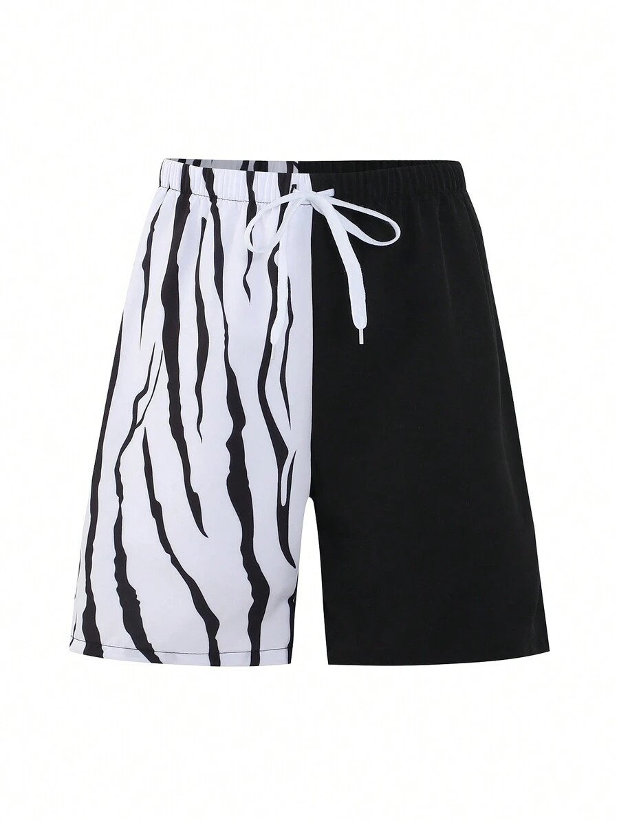 Tween Boy Holiday Summer Màu đen và trắng Quần bơi có dây rút - Nhiều màu - Xem 1