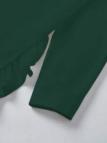 Maweii Plus Size Women's Loose Shirt Decorated With Ruffle Hem & Arc Hemline For Spring And Summer Fall Cloth For Women - Dark Green - View 4