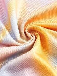 GIOIA TANG Tie Dye織花短款不對稱下擺的無肩帶上衣,修身版型 - 橘色 - 查看 3