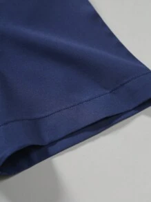 Manfinity Homme Camisa de manga corta con estampado geométrico gráfico y divertido cuello para hombres, ideal para vacaciones, para padre e hijo, papá - Azul Marino - Ver 5