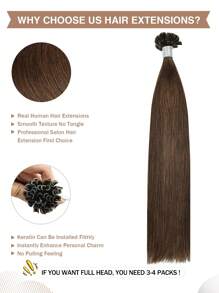 50pcs U Tip Hair Straight Dark Brown Color 150% 18-24 Inch Remy Human Hair U Tip Hair Extension Light Brown Color Hair Extensions - S4 - View 6
