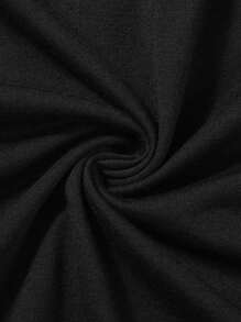 ROMWE MEN Street Life 男式夏季休闲图案短袖T恤，学校风，2000年代风格 - 黑色 - 查看 5