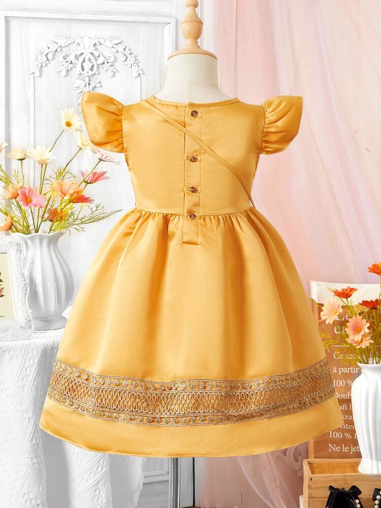 Young Girl Summer Floral Lace Cap Sleeve Dress