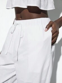 Maija Ensemble de haut à bretelles et de pantalon long de couleur unie pour femme - Blanc - Voir 7