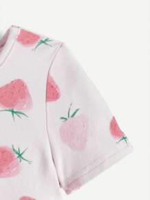 Cozy Pixies Vestido de línea A para bebé niña con manga corta y dibujos animados en el estampado, con banda elástica en la cintura, conjunto de 2 piezas