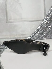 Giày Cao Gót Mũi Nhọn Thiết Kế Khoét Hở Thời Trang Và Thanh Lịch - màu đen - Xem 3