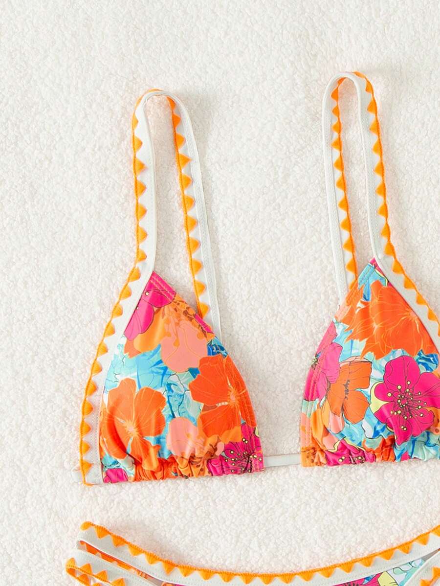 SHEIN Swim Mod Conjunto de bikini de dos piezas con estampado para