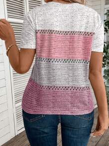 INAWLY Grote maten Kleur V-hals Korte mouwen T-shirts Voor Zomer Casual Draag