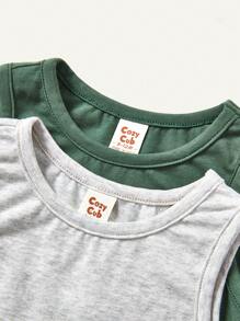 Cozy Pixies Baby Boy Casual Knitted Soft Cartoon Animal Pattern Round Neck Sleeveless Vest And Top 2-Piece Set