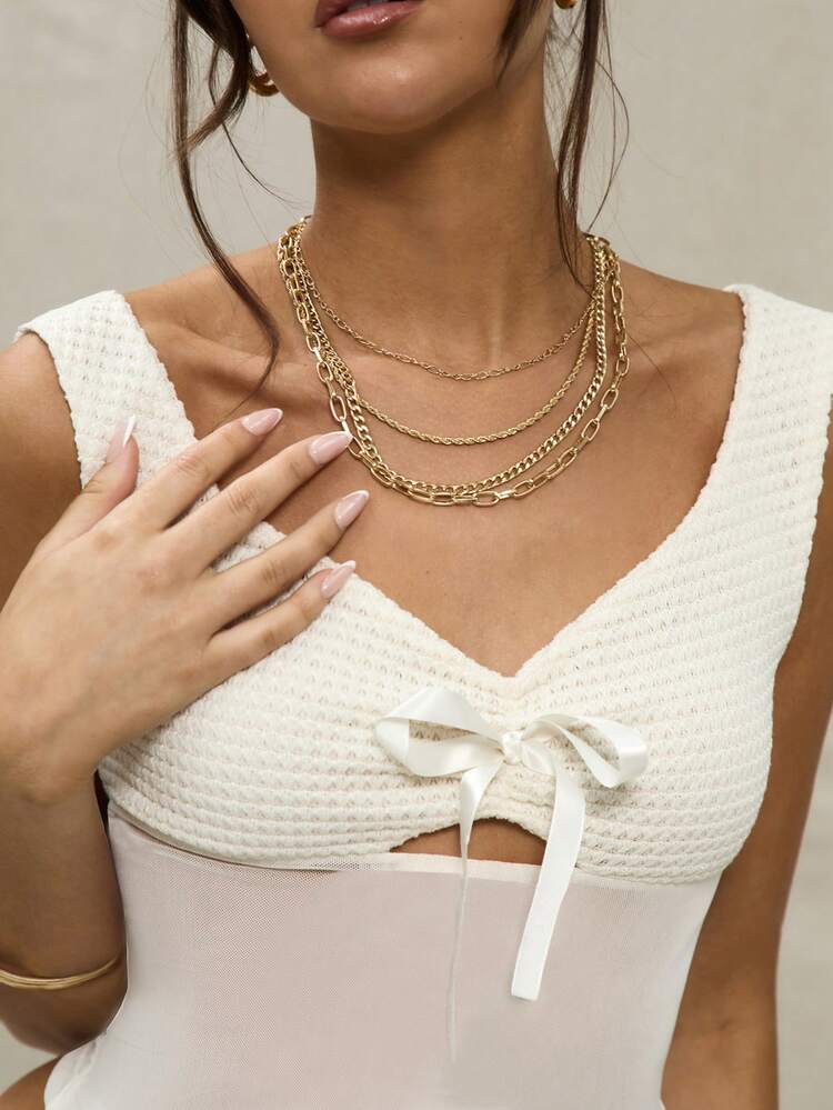 Cream Ribbon Bust Detail TopVacation Spring Summer Holiday