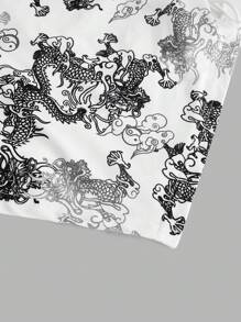 SHEIN ICON Chinese Dragon Graphic Lace Up Backless Crop Cami Y2K Top - White - View 3