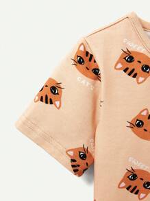 Cozy Pixies Bebé Niña Casual Animal Dibujos Animados Impreso Cuello Redondo Manga Corta Top 3 Piezas Trajes